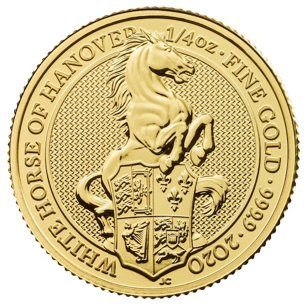 1 4 troy ounce gouden munt queens beasts white horse 2020 1