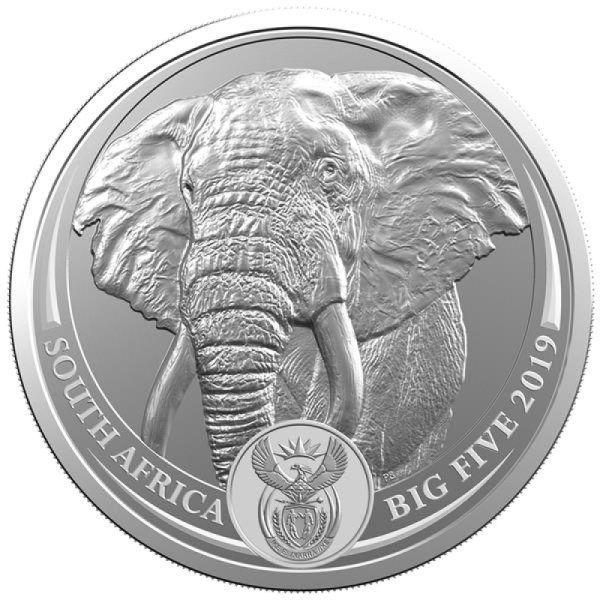 1 Unze Silber Big Five Elefant Suedafrika 2019 BU