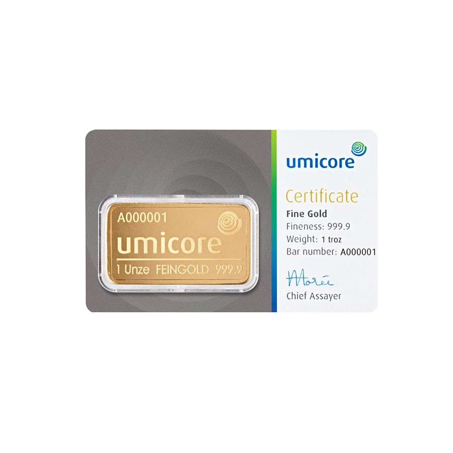 1 ounce umicore goodgold goldbar certified