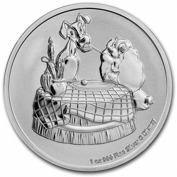 The lady and the tramp silver coin 1 ounce troy 2022