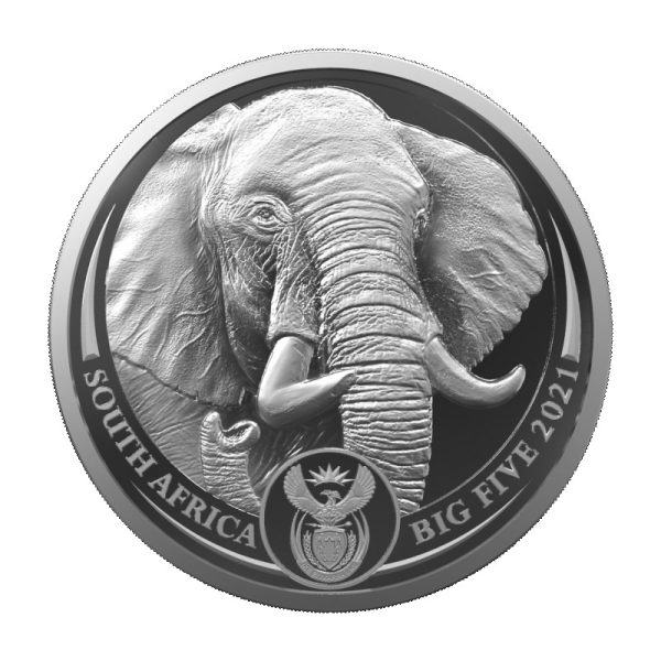 1 oz silver sam big five 2 elephant 2021 rand 5 bu 1