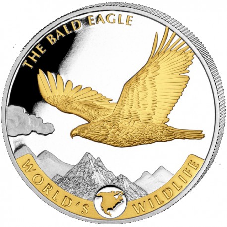 1 oz silver ww the bald eagle 2021 bu 20fr gilded