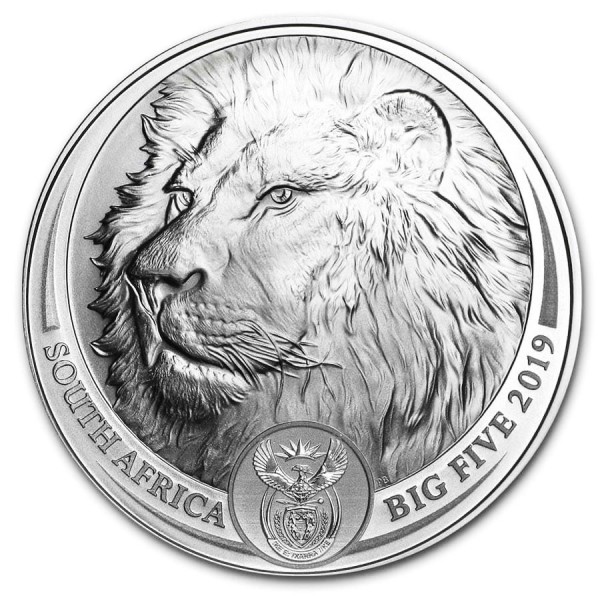 2019 1oz south african big five silver lion coin bu reverse