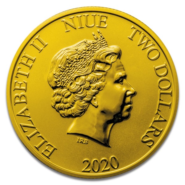 2020 1oz niue disney mickey pluto colorized gilded coin obverse