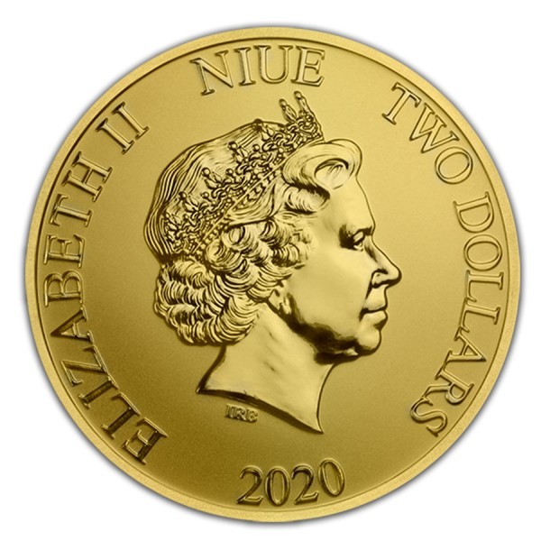 2020 1oz niue minnie and mickey colorized gilded coin obverse