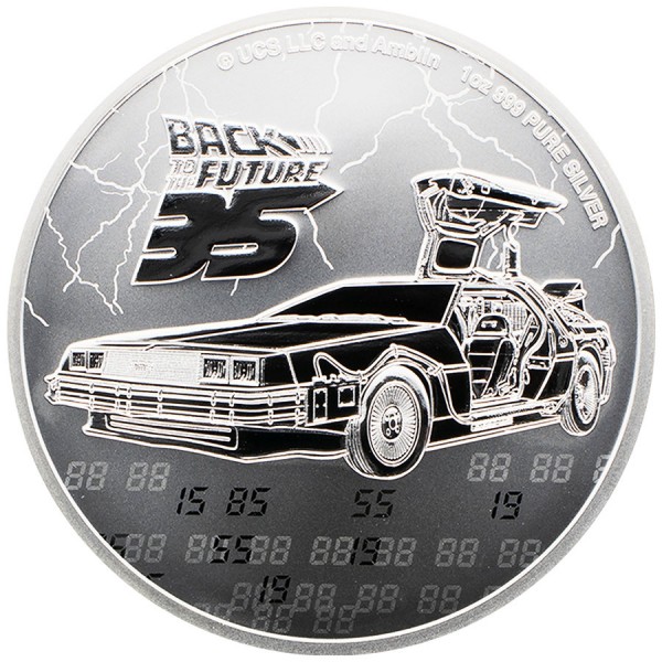 2020 1oz niue silver 35th anniversary back to the future coin bu reverse