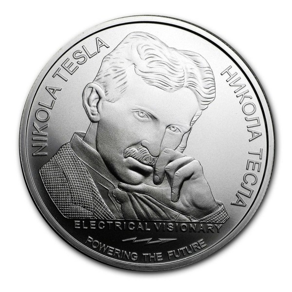 2020 1oz serbia silver 100 dinar nikola tesla x ray bu reverse coin