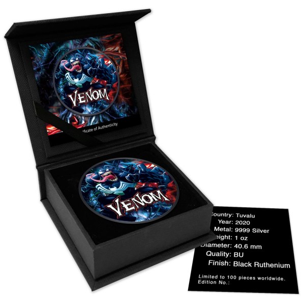 2020 1oz tuvalu silver marvel series venom black ruthenium reverse box 1