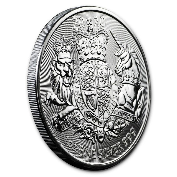 2020 1oz uk great britain royal arms silver coin bu side