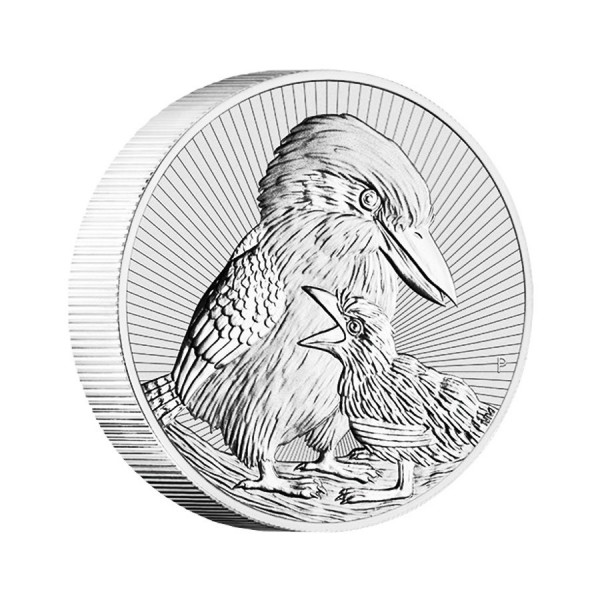 2020 2oz australian silver kookaburra and baby piedfort coin side