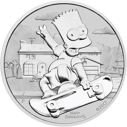 2020 Tuvalu Bart Simpson Silver Coin rev
