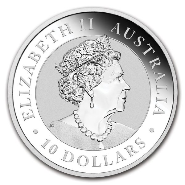 2021 australia 10 oz silver kookaburra bu 218832 obv