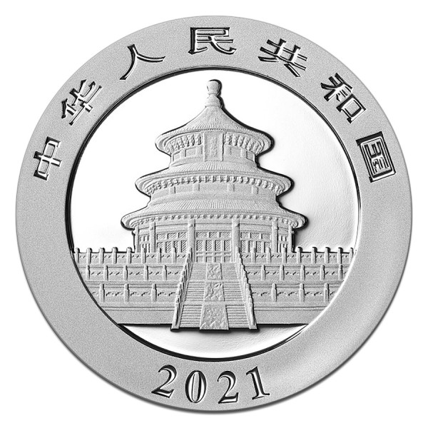 2021 china 30 gram silver panda obv