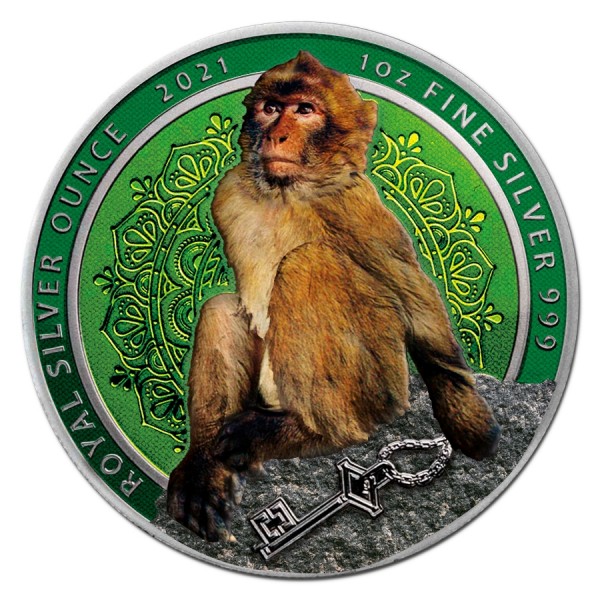 2021 gibraltar 1 oz silver the barbary macaque paint slab