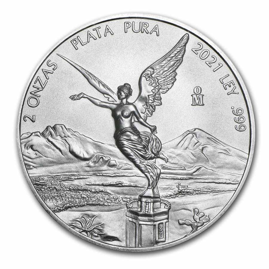 2021 mexico 2 oz silver libertad bu 231884 obv