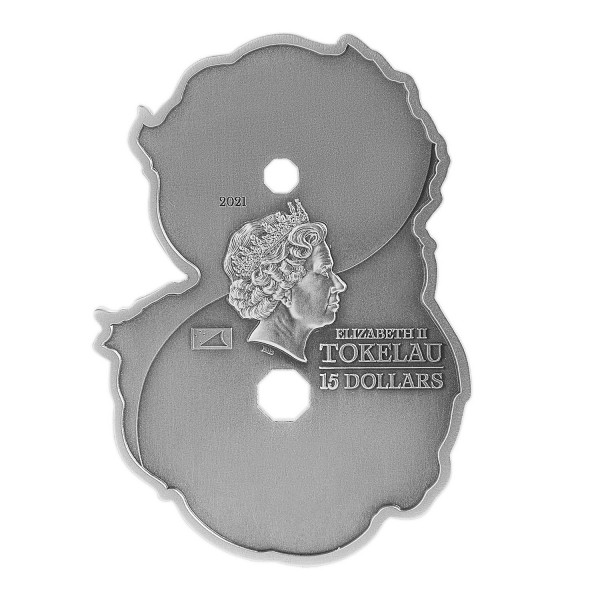 2021 figure of 8 dragon phoenix 3 oz silver coin obverse