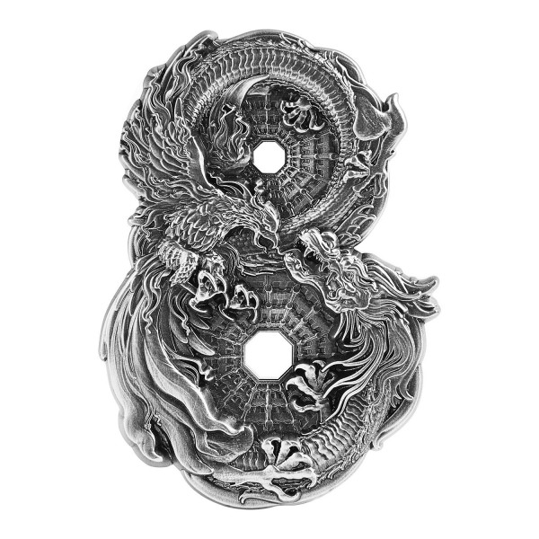 2021 figure of 8 dragon phoenix 3 oz silver coin reverse