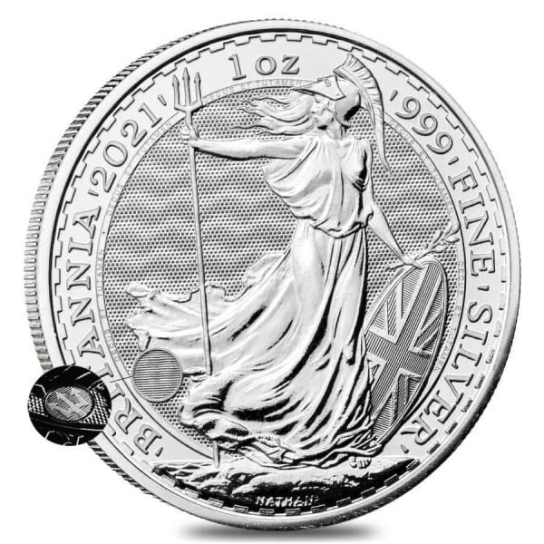 2021 great britain 1 oz silver britannia coin .999 fine bu  min