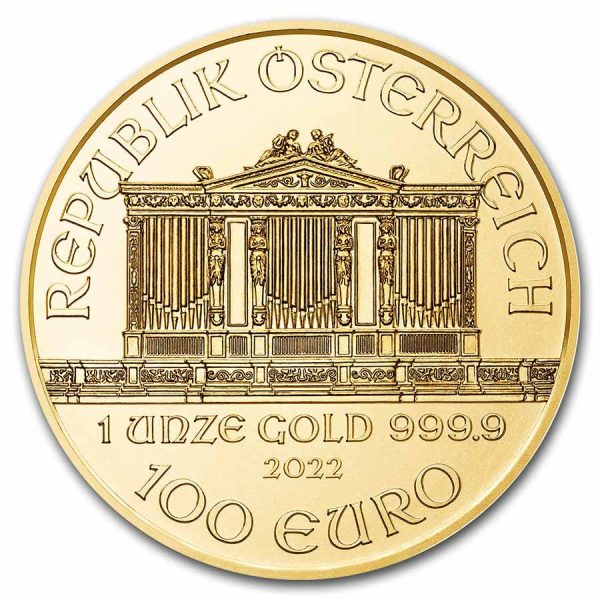 2022 1 oz austrian gold philharmonic coin bu 243333 obv