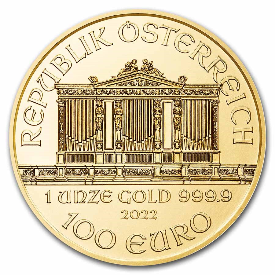 2022 1 oz austrian gold philharmonic coin bu 243333 obv