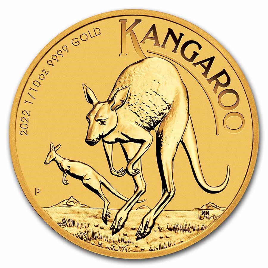 2022 australia 1 10 oz gold kangaroo bu 242436 slab 1