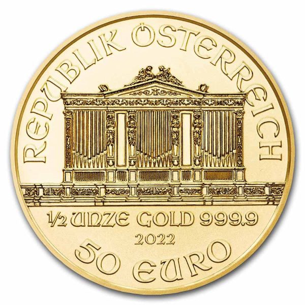2022 austria 1 2 oz gold philharmonic bu 243821 rev