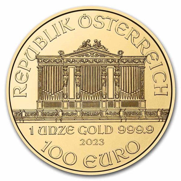 2023 1 oz austrian gold philharmonic coin bu 256263 obv