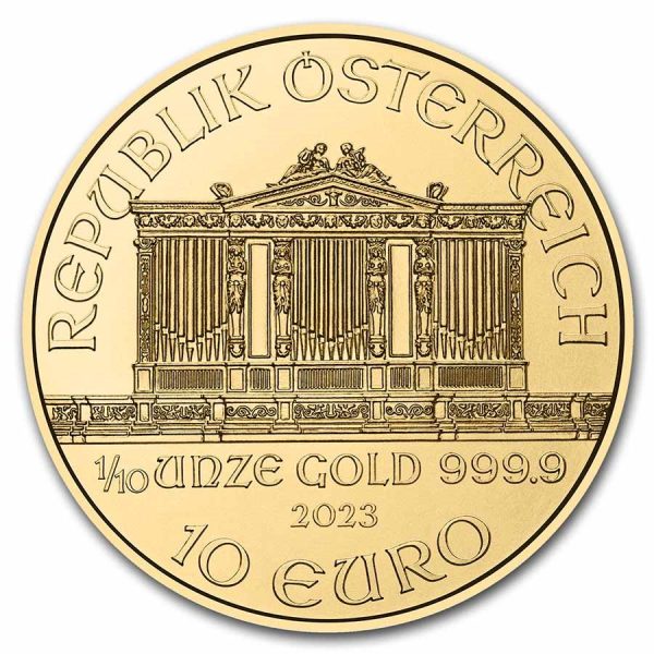2023 austria 1 10 oz gold philharmonic bu 262817 rev