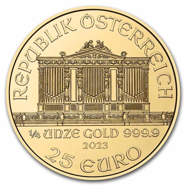 2023 austria 1 4 oz gold philharmonic bu 262829 rev