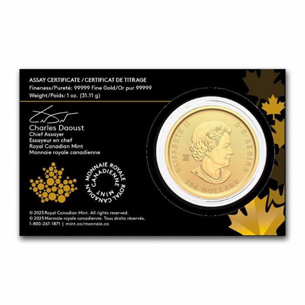 2023 rcm 1 oz au klondike passage for gold 99999 bu assay card 278709 B