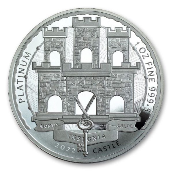 GIBRALTAR 1 oz Platinum 2022 CASTLE Montis Calpe Insigna