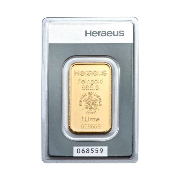 Heraeus 1 troy ounce goudbaar