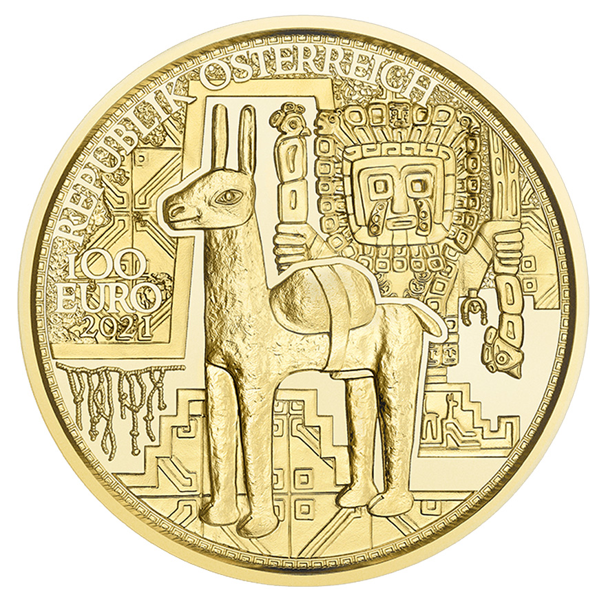 Numismatik 2021 100 Euro Goldschatz Inka AU PP VS