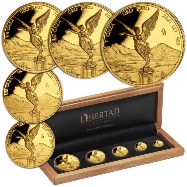 Numismatik 2021 Gold Libertad 5 Werte Set PP EtuiundMuenzen