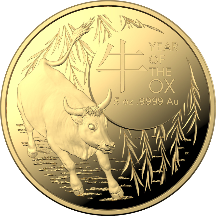 Numismatik Gold 2021 RAM 5 oz Year of the Ox VS