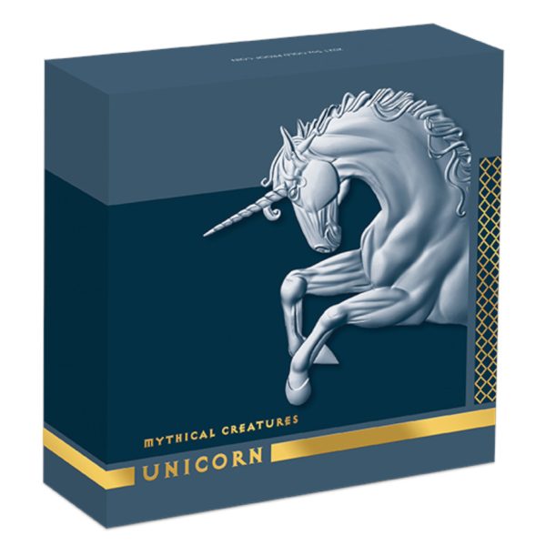Numismatik Gold Mythical Creatures Unicorn 5oz PP 2021 Box