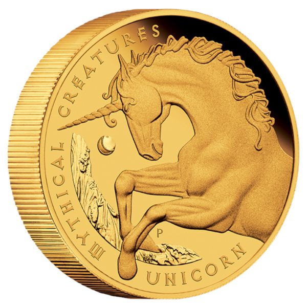 Numismatik Gold Mythical Creatures Unicorn 5oz PP 2021 VS