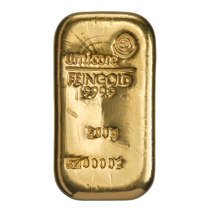 Umicore 500 Gram Gold Bullion Bars