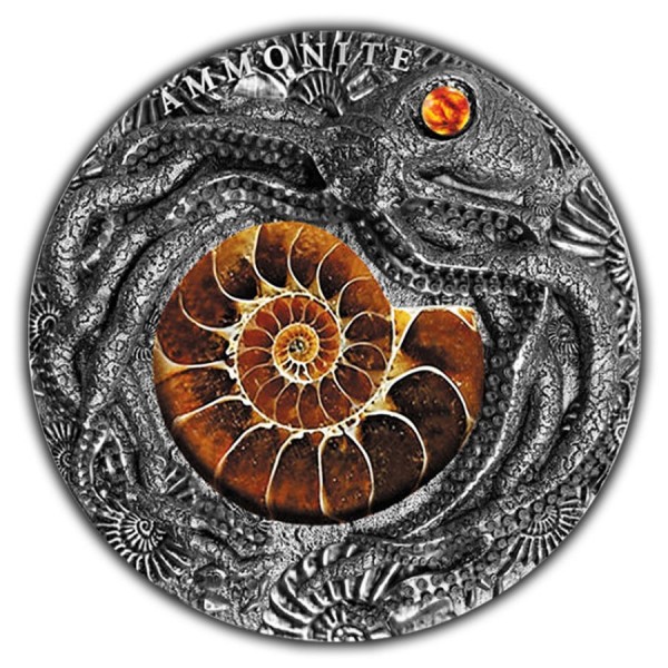 ammonite coin reverse silver 2oz collectible