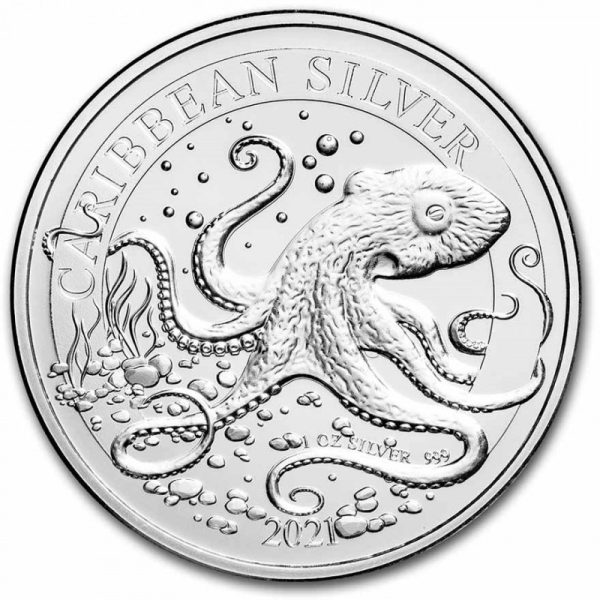 barbados 1 oz silver octopus 2021 bu 1