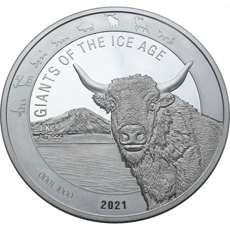 ghana 1 kilo silver auroch 2021 bu 1000 cedis