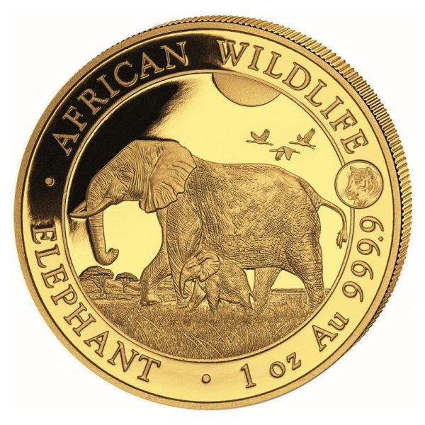 gold 1 oz elephant 2022 somalia 1 000 shillings privy tiger 1