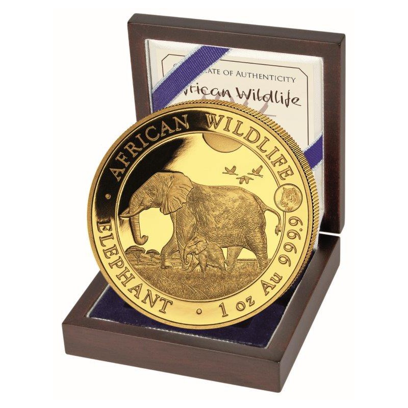 gold 1 oz elephant 2022 somalia 1 000 shillings privy tiger