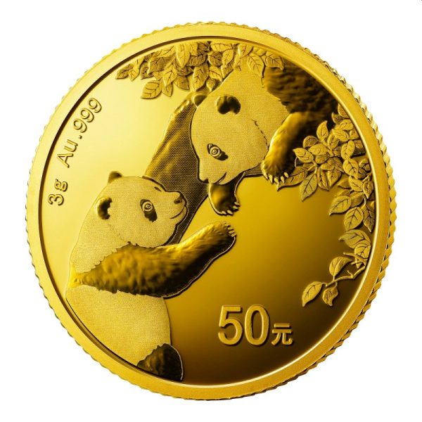 gold china panda 3 gr 2023 yuan 50