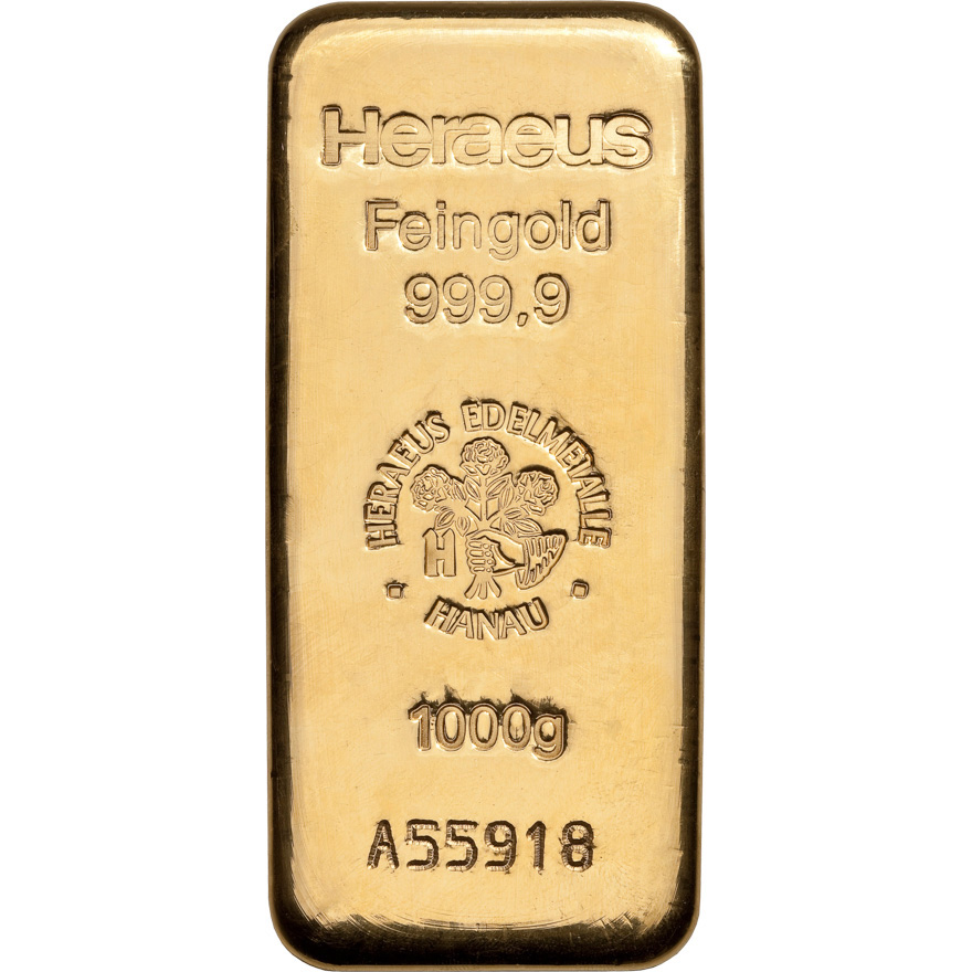 goldbar heraeus casted 1000g 1kilo