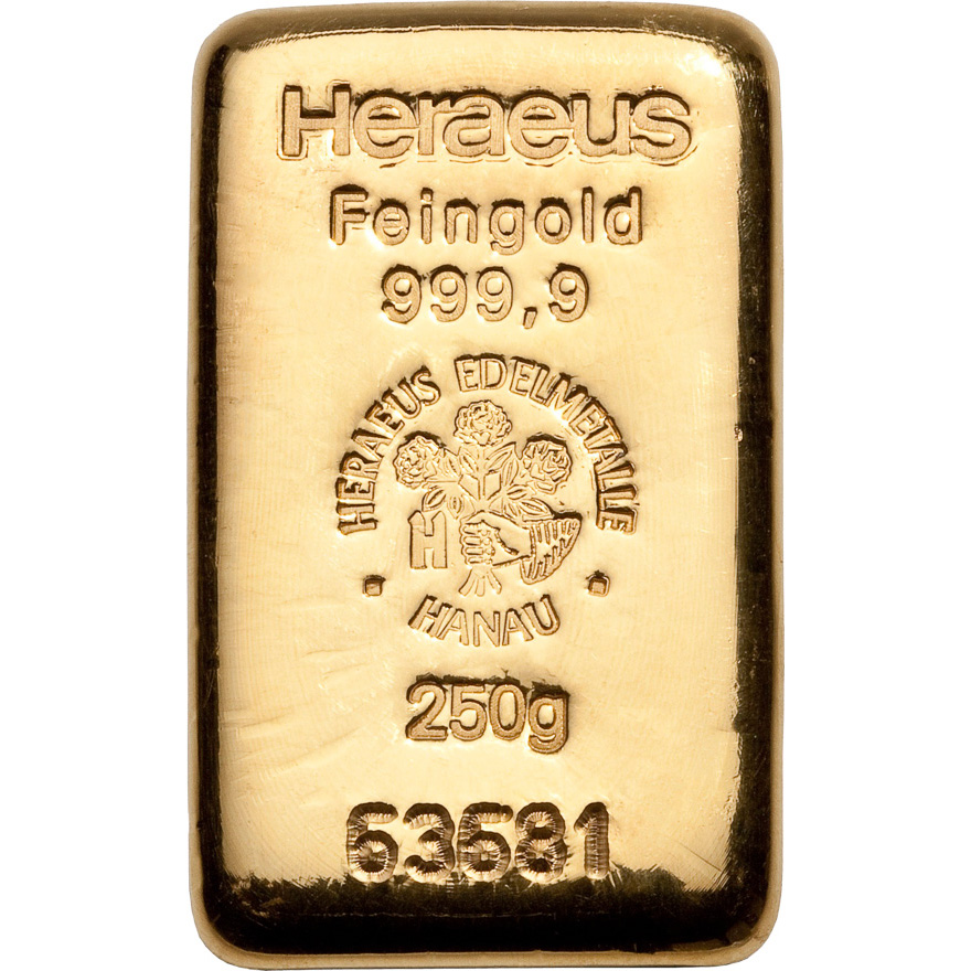 goldbar heraeus casted 250gram