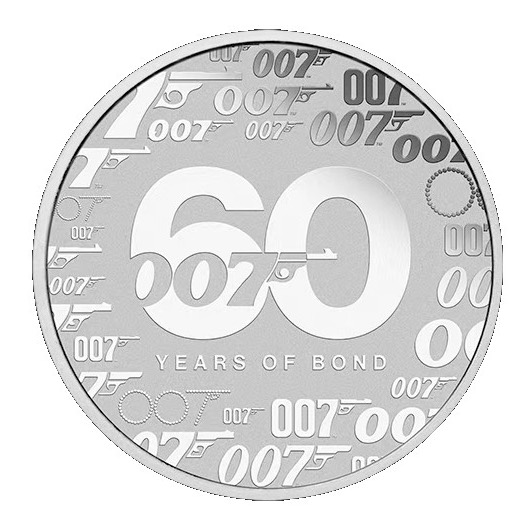 james bond 60th anniversary coin 1 oz silver front