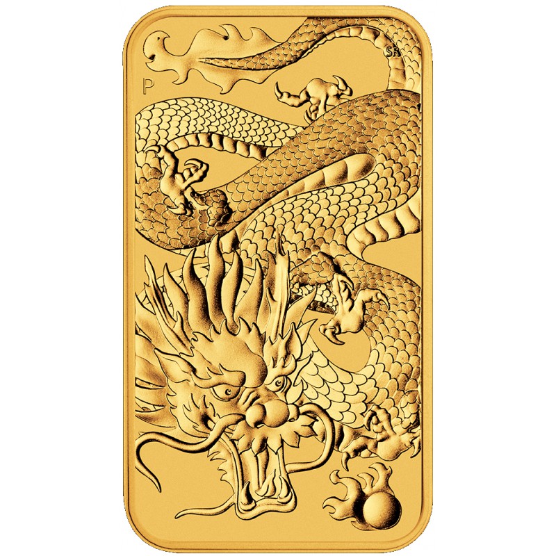 perth mint 1 oz rectangle dragon 100 bar 2022 gold