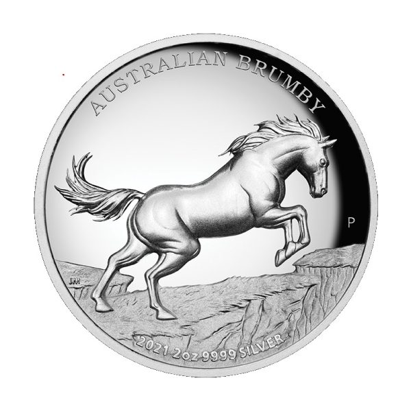 perth mint australian brumby 2021 2oz silver proof high relief coin