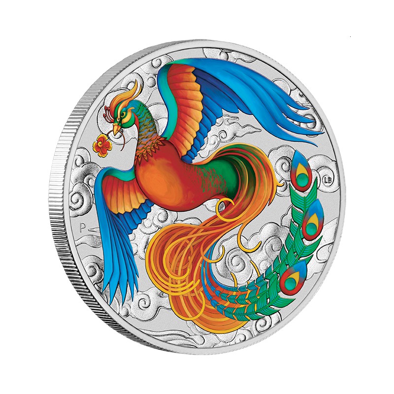 pm 1 oz silver phoenix 2022 1 bu vivid coloured chinese myths legends